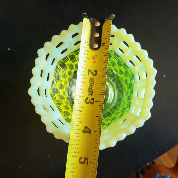 Fenton Uranium Glass Yellow Green Basket 4.5" - Picture 9 of 10